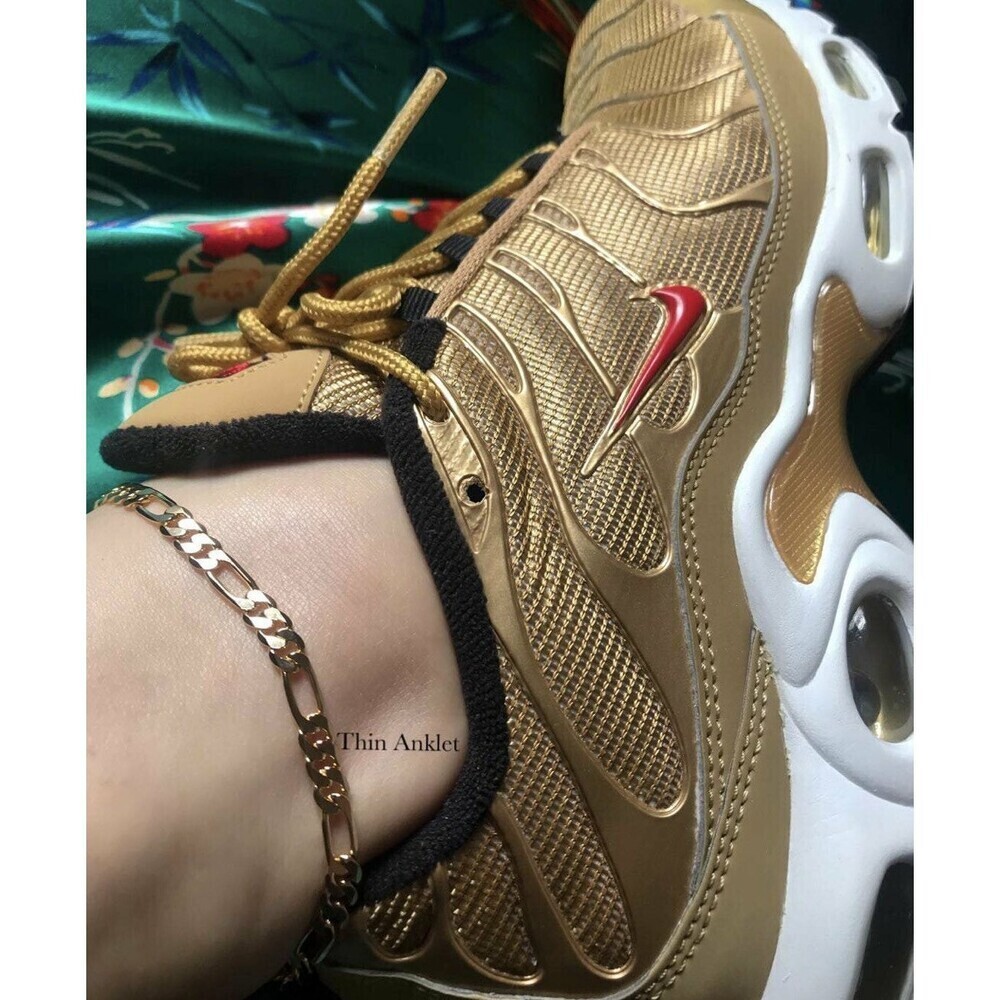 Figaro anklet , gold anklet , women 18k gold plated anklet, anklet , figaro ankl - Picture 8 of 10